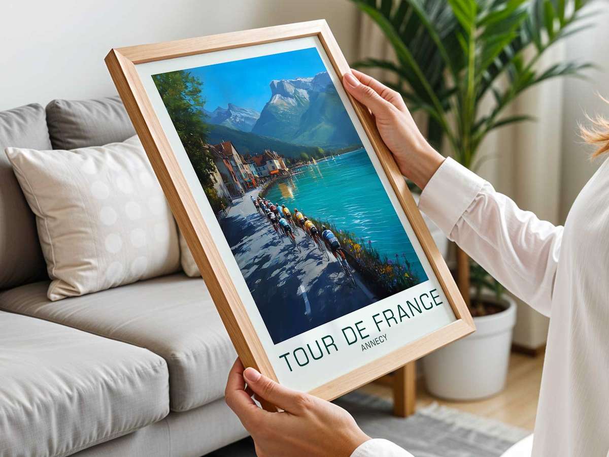 Annecy as a Racing Stage wall art combining speed-focused composition with trackside detail in a technical composition