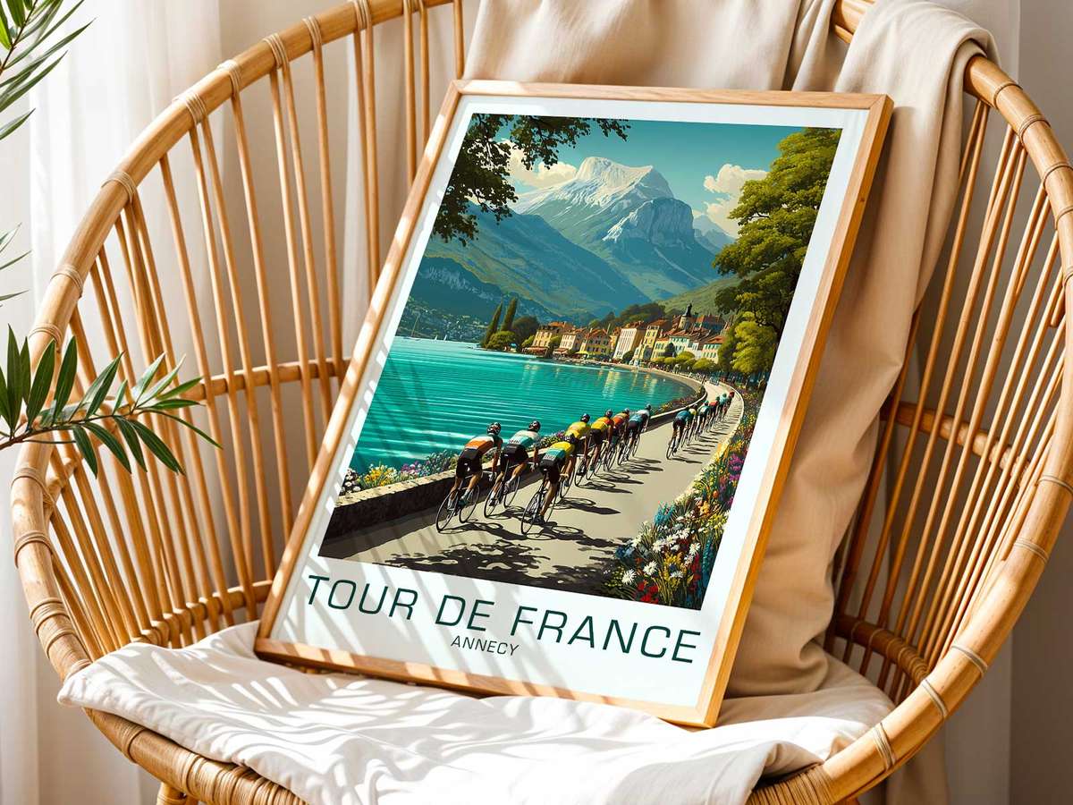 Vintage Annecy Vintage and Tour Heritage wall art featuring climbing effort and open-road atmosphere inspired by why a bike as holds deeper memory