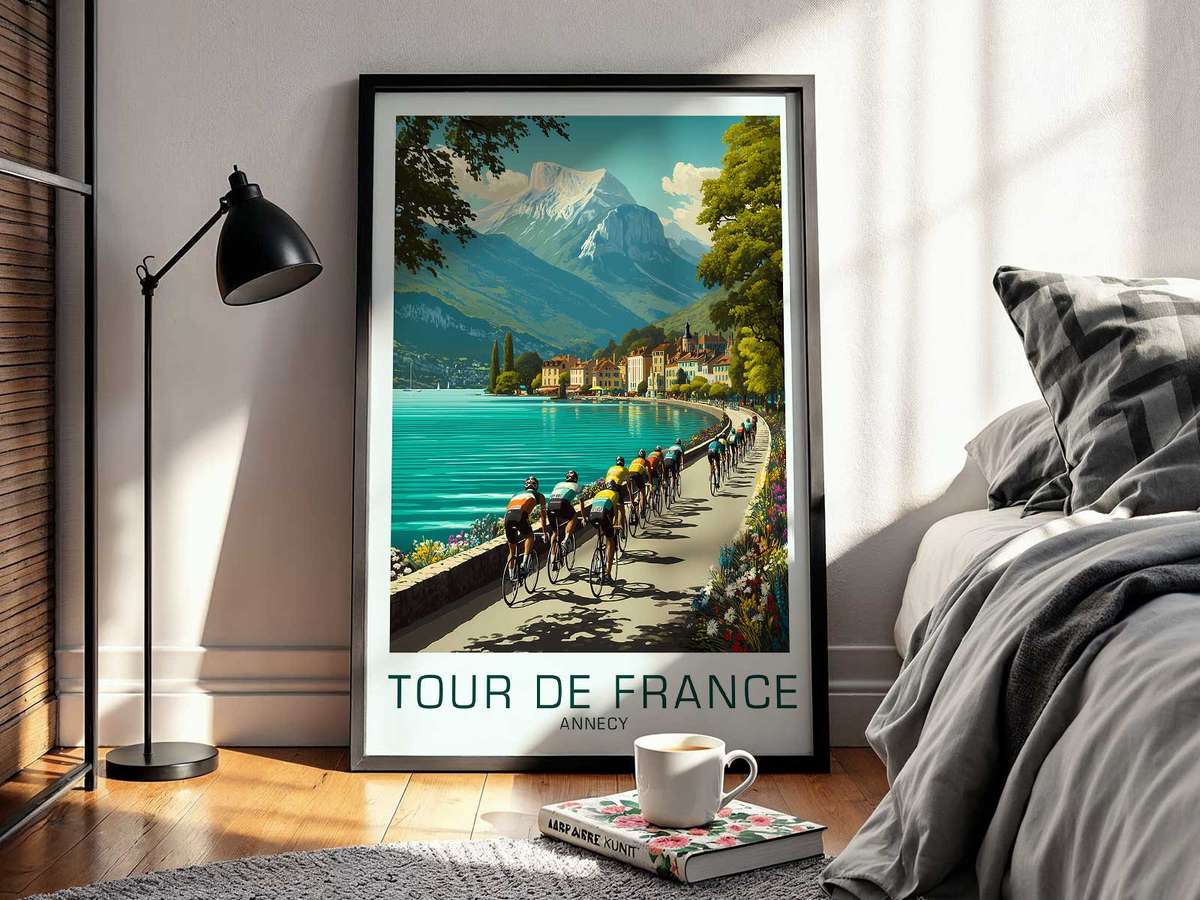 Annecy Vintage and Tour Heritage composition styled as wall art and featuring road-racing movement and endurance-inspired detail