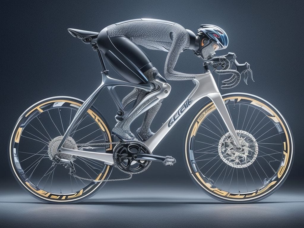 Integrated cockpit with stem and handlebar assembled into a single unit on a race bike, cables routed internally