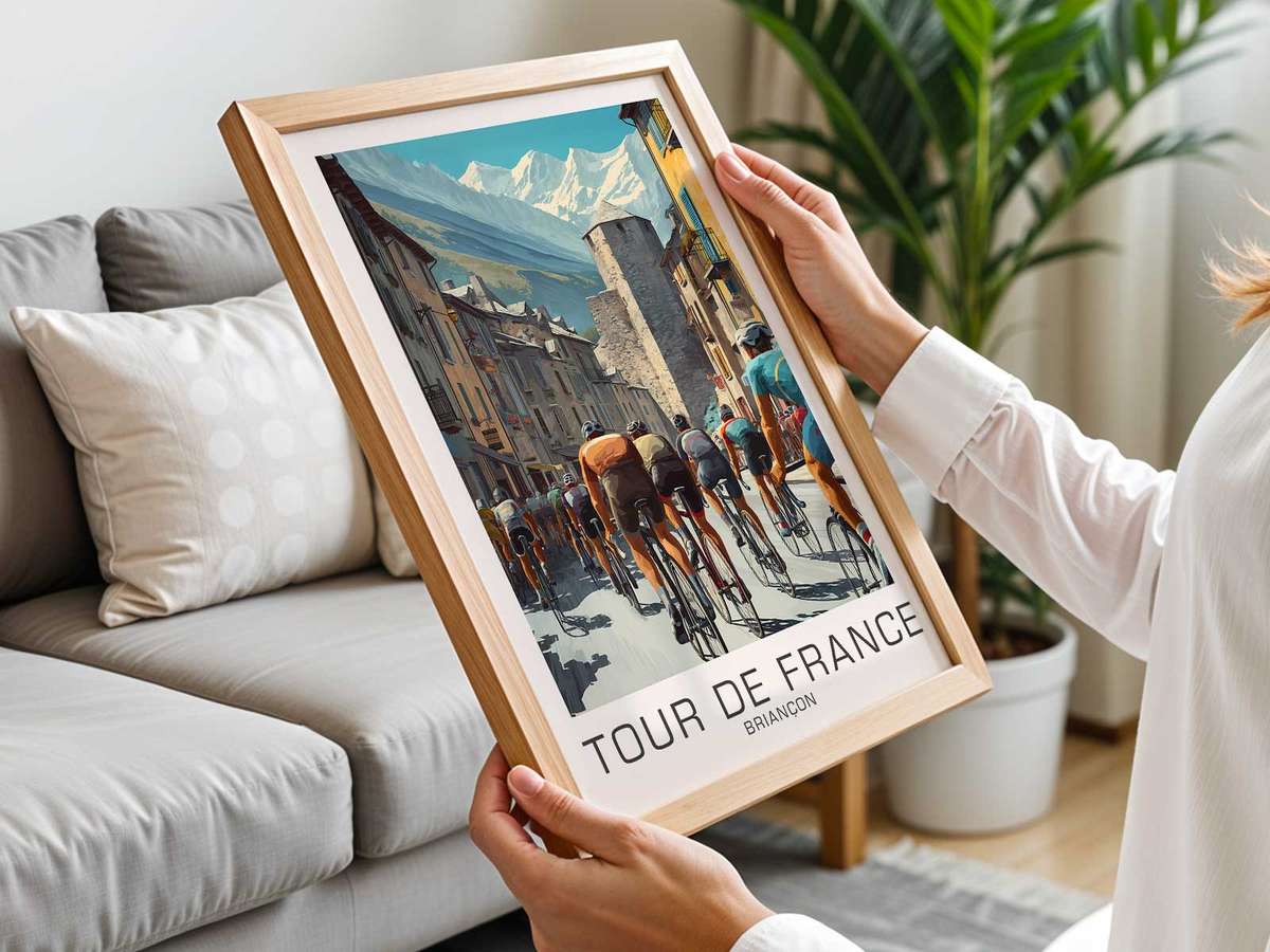 Vintage wall art centered on Briançon Vintage Tour de France with a bold atmosphere