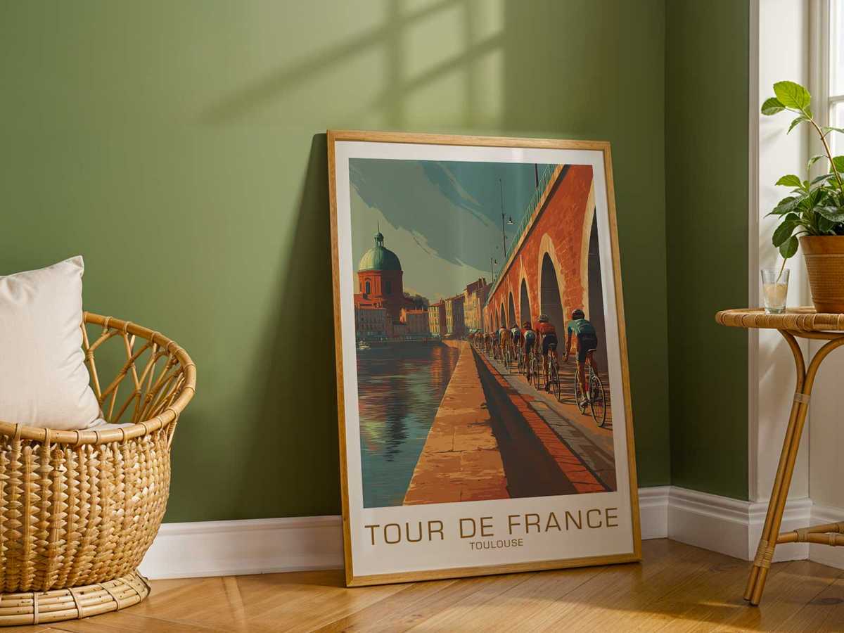 Cyclist paused by a narrow canal lock, with calm water reflecting buildings and creating a tranquil, intimate cycling scene