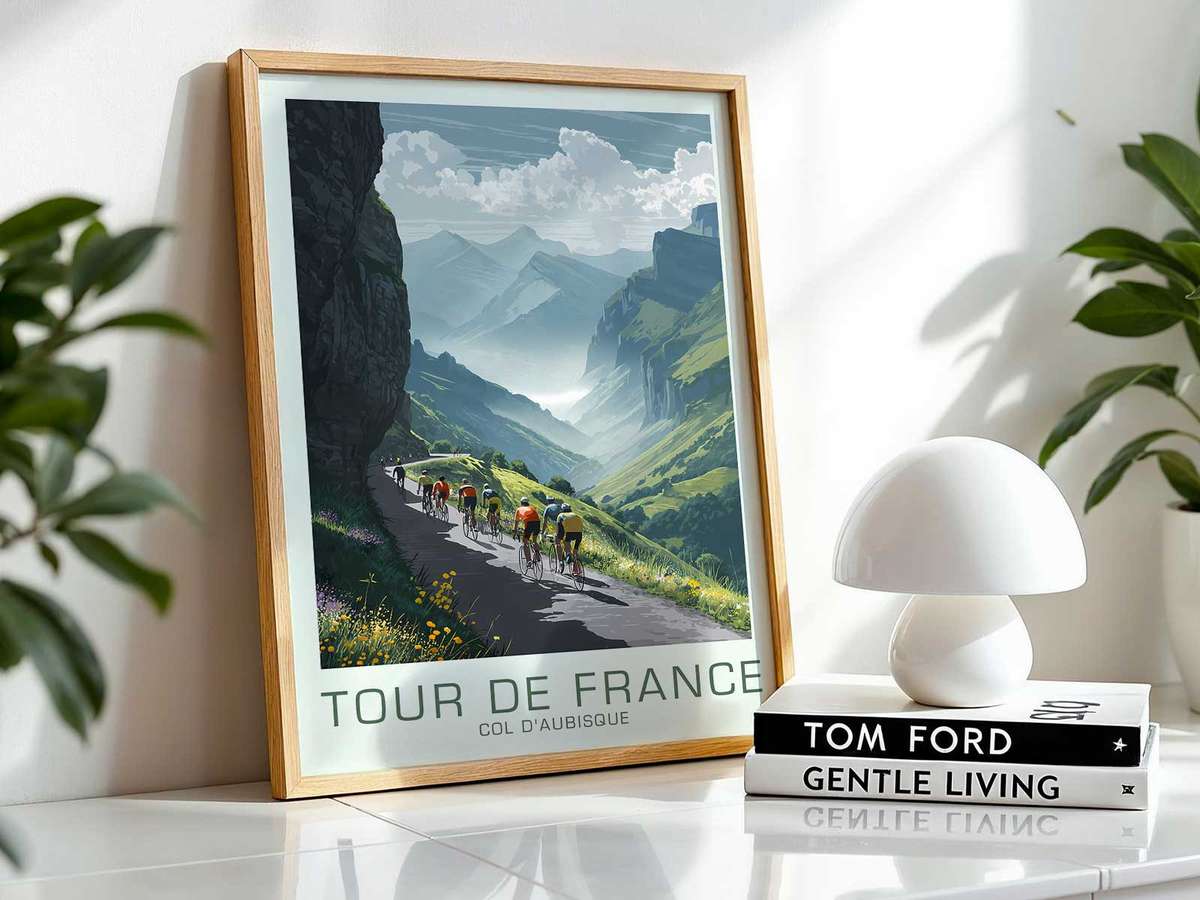 Col d’Aubisque poster combining road-racing movement and endurance-inspired detail inspired by how road in a dynamic composition
