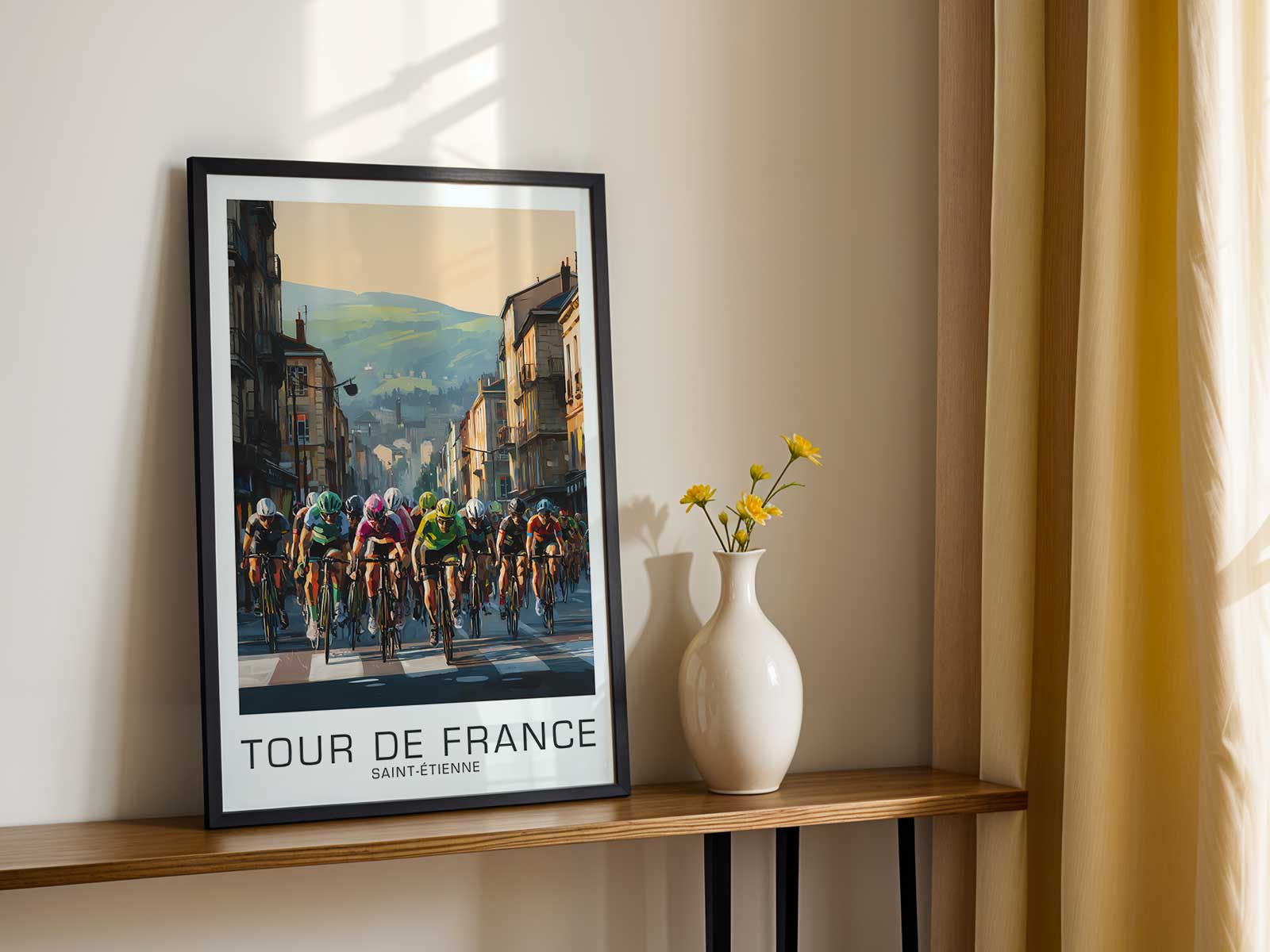 Muted color palette and period typography from a Saint-Étienne Tour poster sample