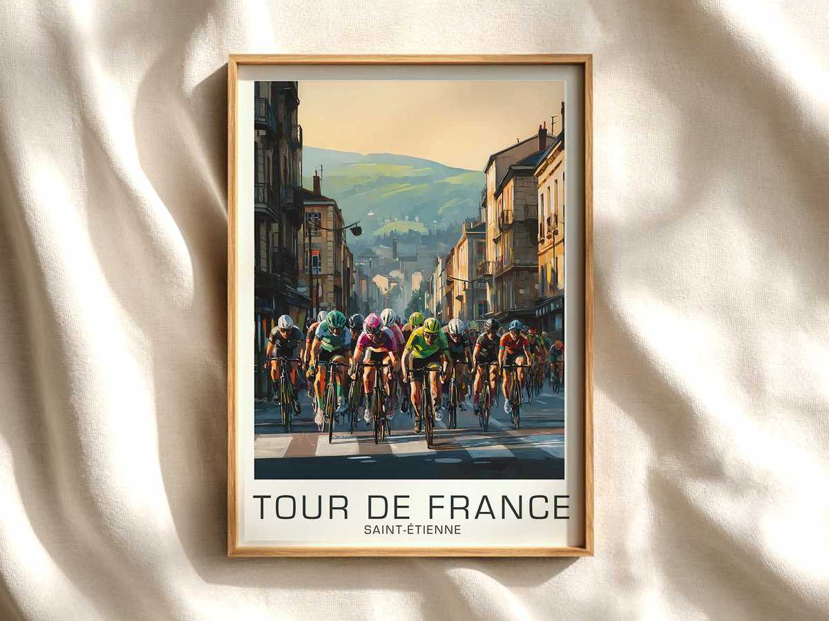 Saint-Étienne Bike Silhouette Poster cycling poster displayed as elegant bike racing wall art