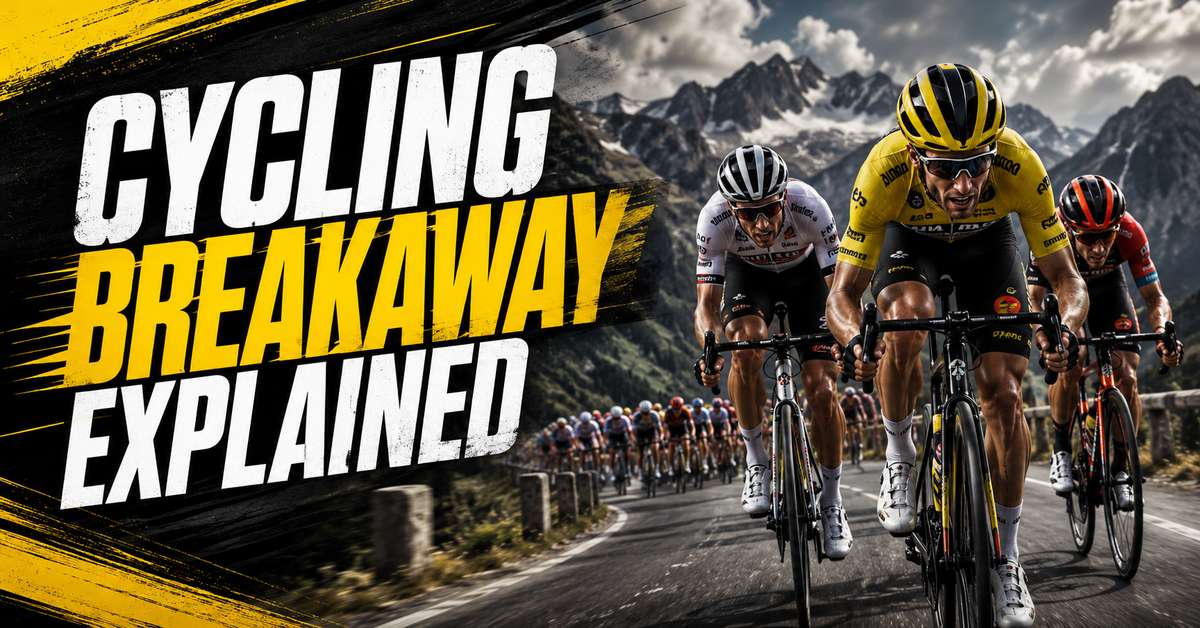 Cyclist accelerating away from the peloton on an open road during a solo attack