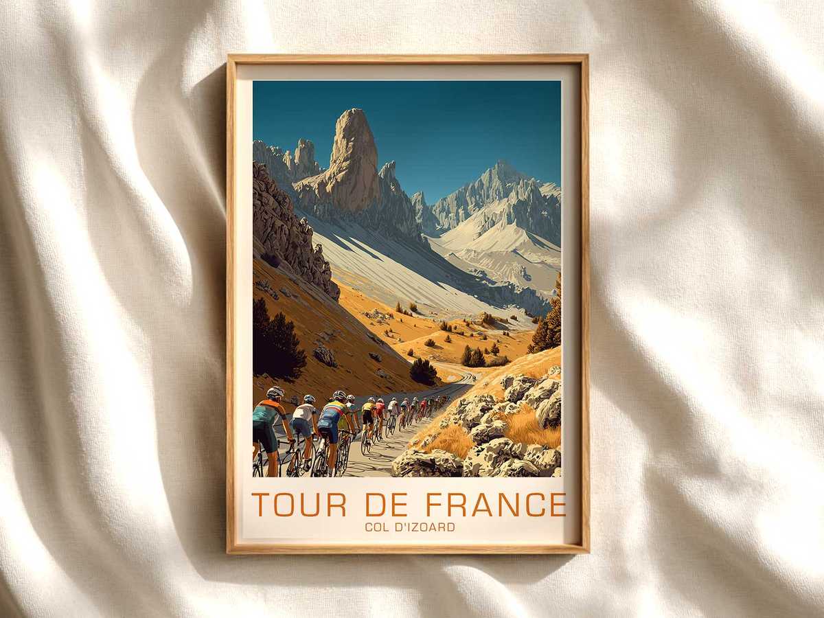 Izoard Rider Silhouette — Endurance in Form cycling poster displayed as elegant bike racing wall art