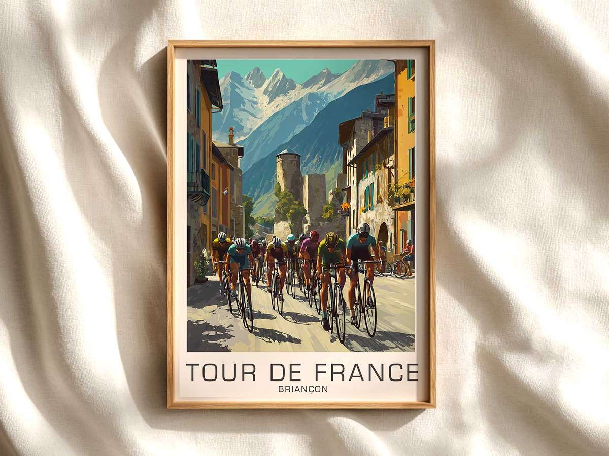 Briançon Bike Silhouette Poster cycling poster displayed as elegant bike racing wall art