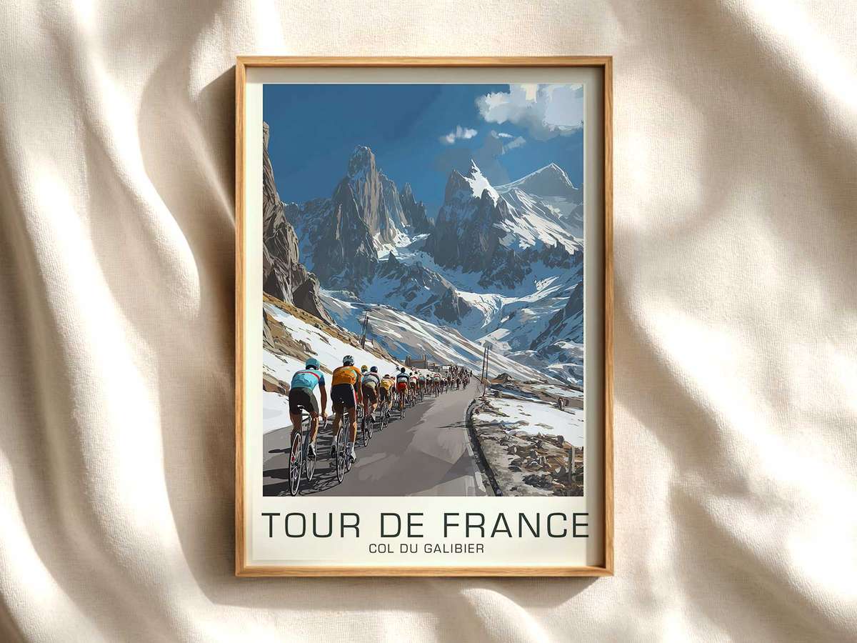 Galibier Rider Profile Poster cycling poster displayed as elegant bike racing wall art