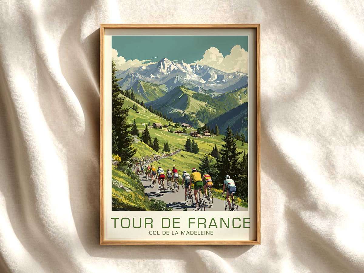 Col de la Madeleine Summit Approach Poster cycling poster displayed as elegant bike racing wall art