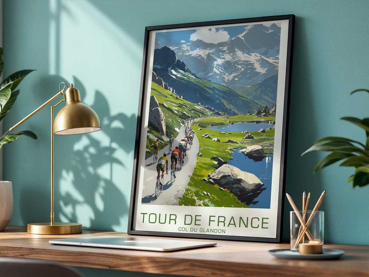 Two rivals side by side on a narrow alpine road with dramatic cloudscape above the Col du Glandon