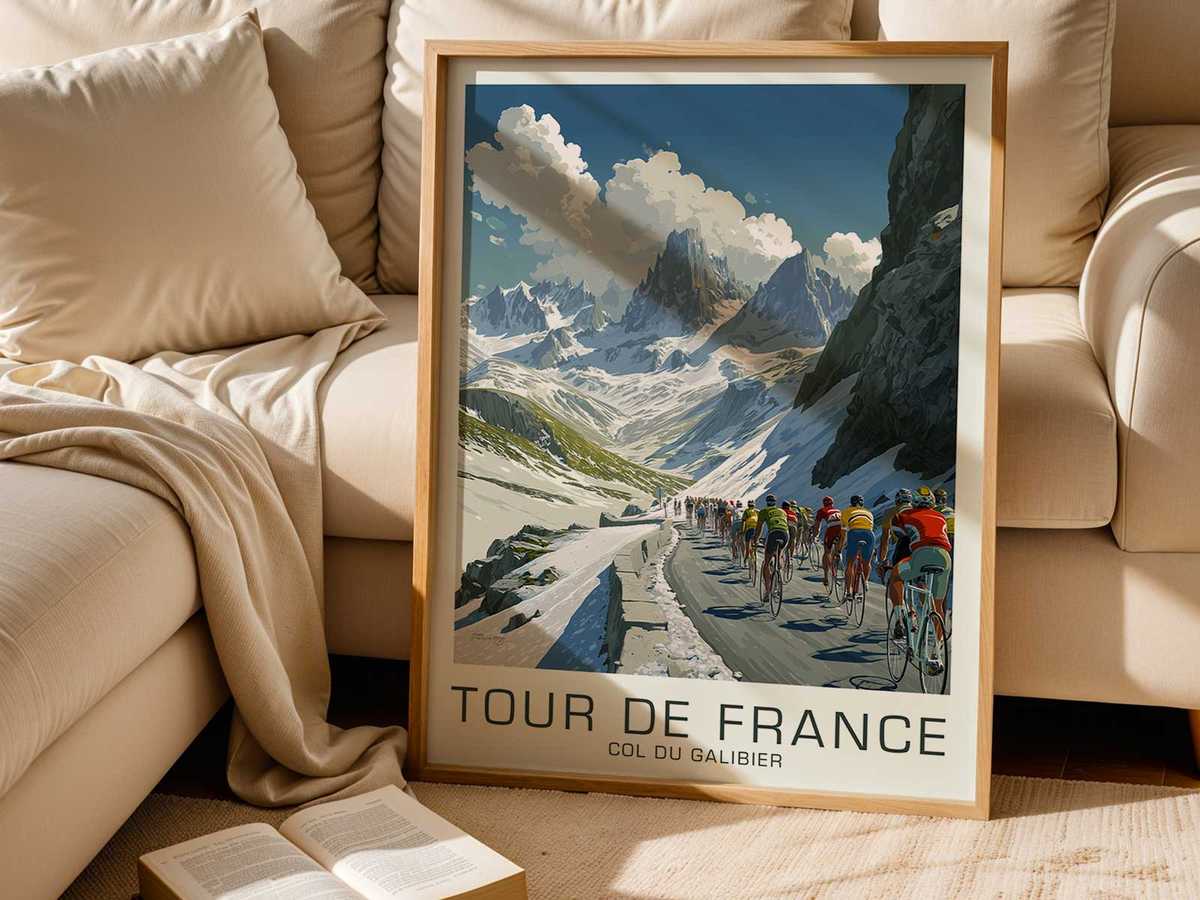 Poster composition showing valley, peaks and sky arranged to produce an epic storytelling landscape