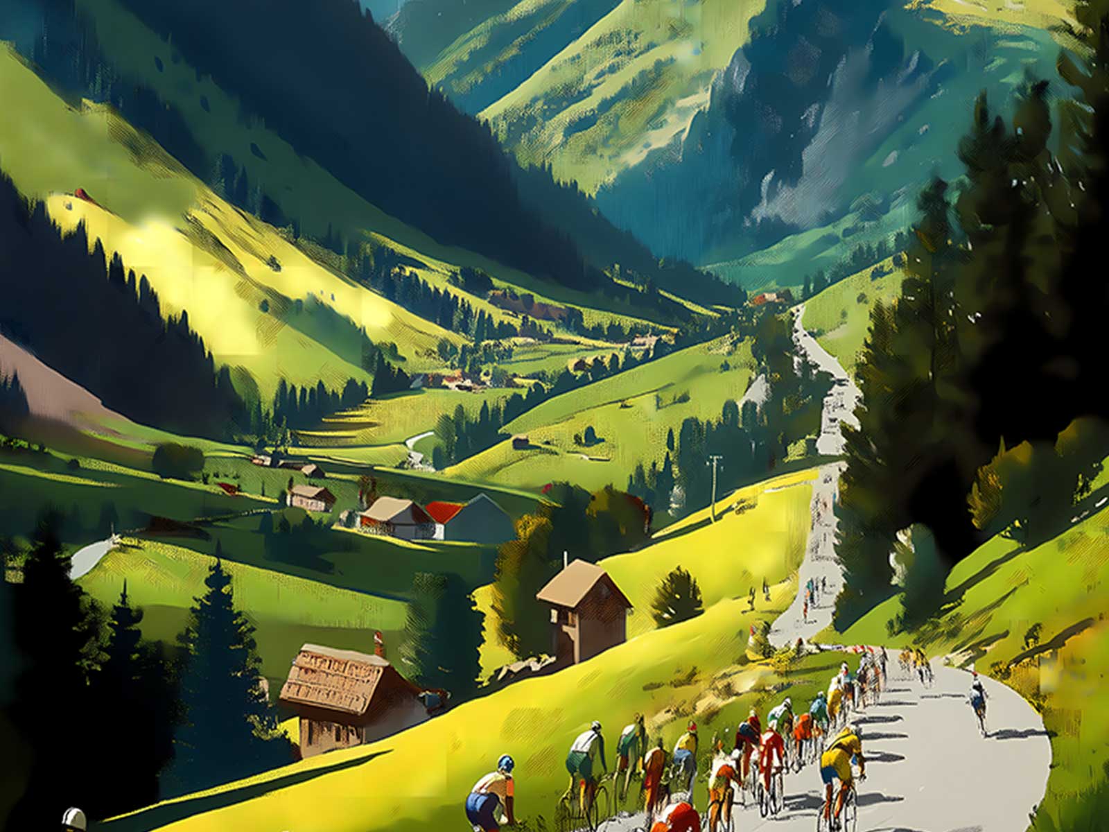 Bicycle frame casting a defined shadow on the road of Col de la Madeleine, highlighting tube junctions and the graphic…