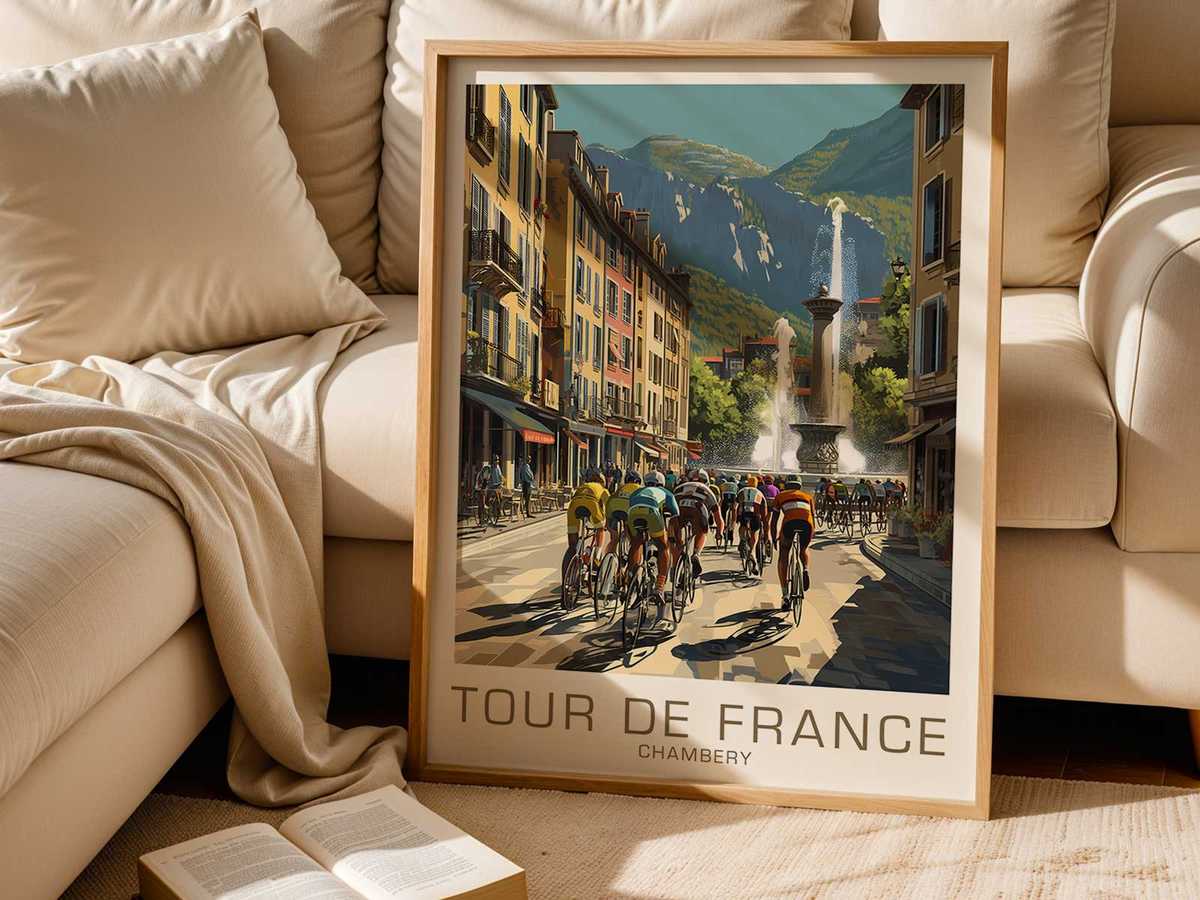 High-contrast silhouette of a bike frame using negative space to structure the poster and guide the eye