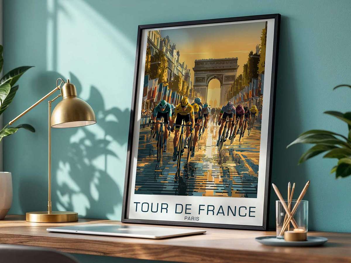 Panoramic composition with a slight archival color grade capturing the timeless ceremonial quality of the Champs-Élysées…