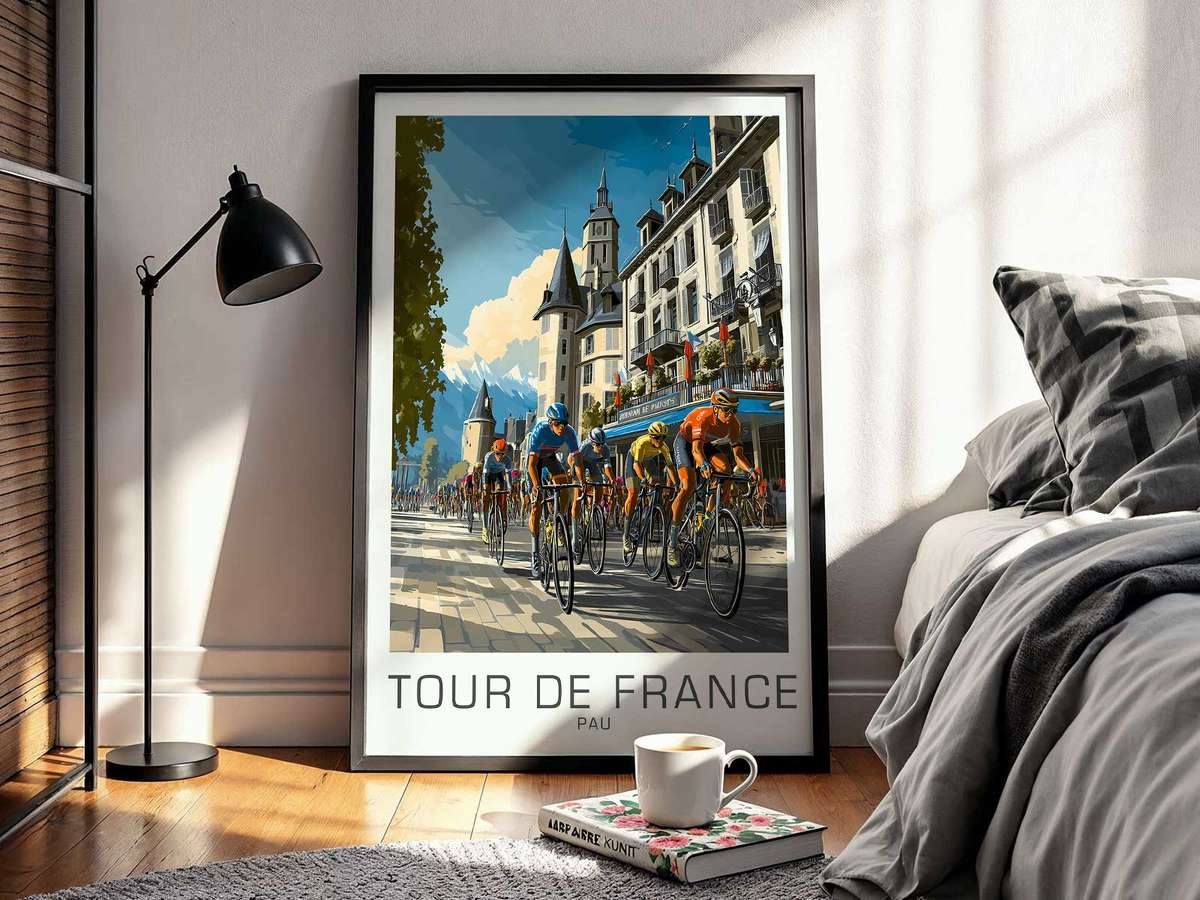 Pau as Stage composition styled as poster and featuring race tactics expressed through dynamic composition