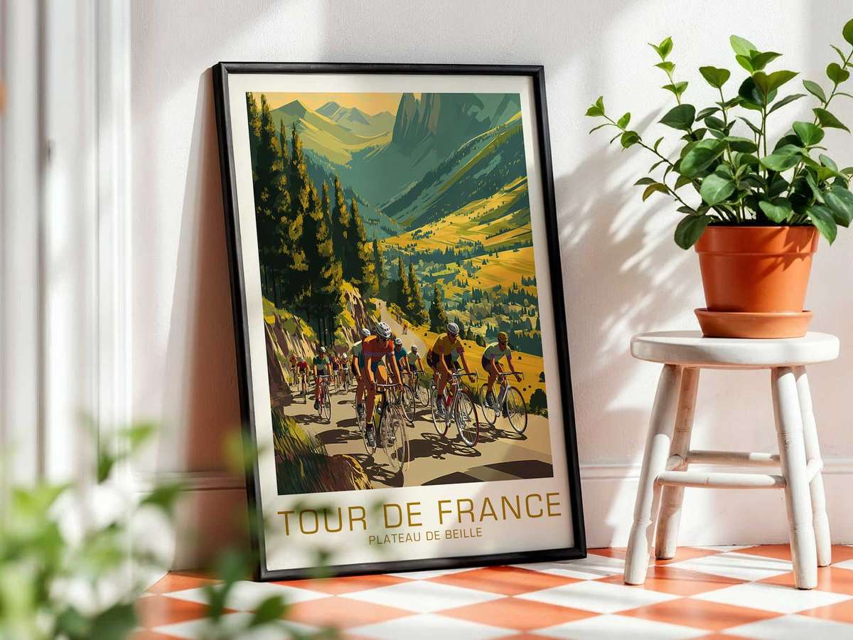 Vintage poster of Plateau de Beille Vintage created for home office decor
