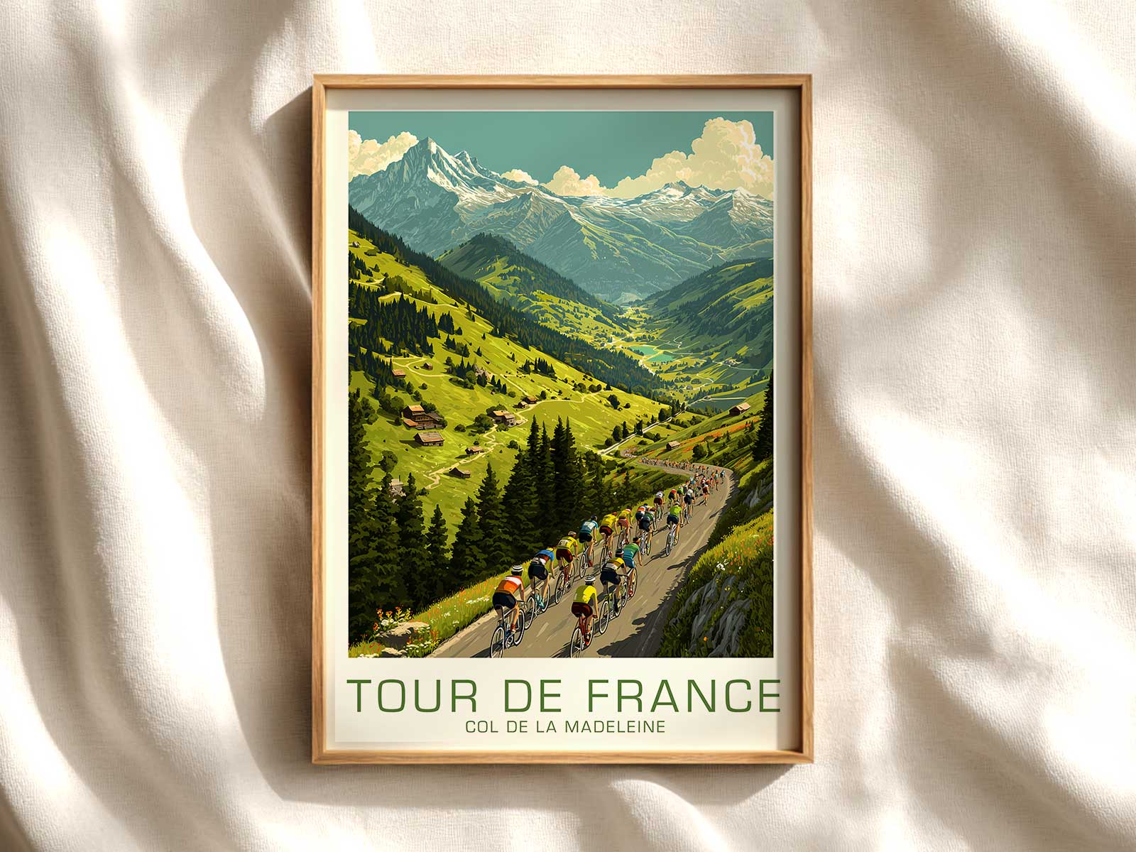 Loose watercolor silhouettes of spectators along the mountain pass capturing motion and collective memory