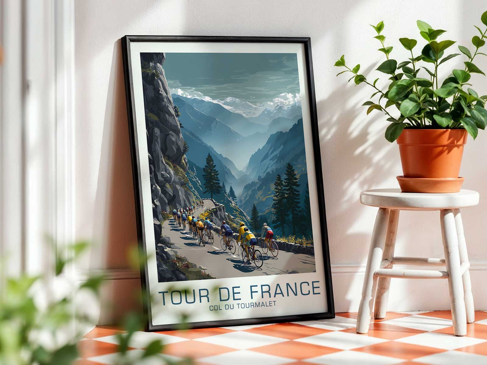 Peloton silhouette cast against the mountain terrain and shadows, highlighting how riders read the road and adapt positions…