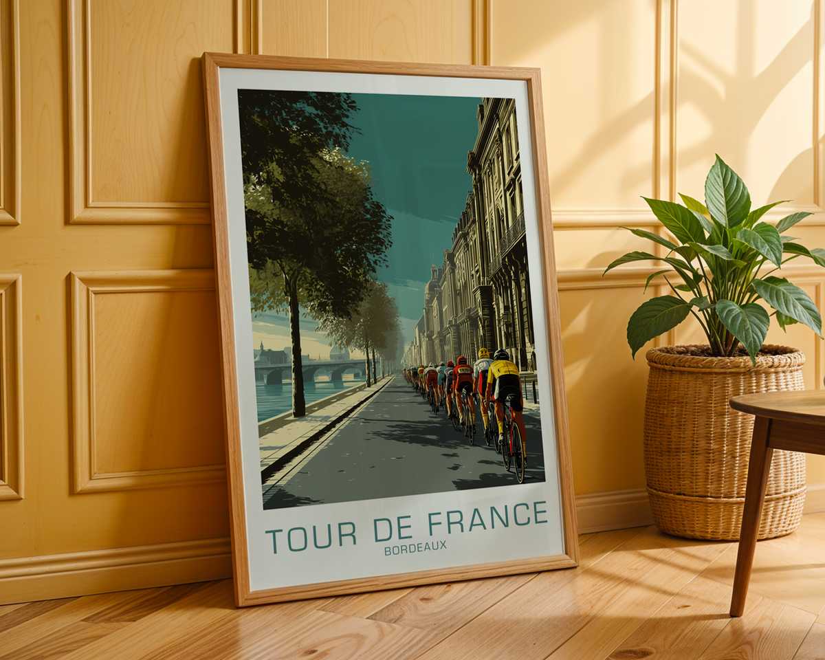 Vintage inspired Tour de France cycling stage posters celebrating classic race scenery