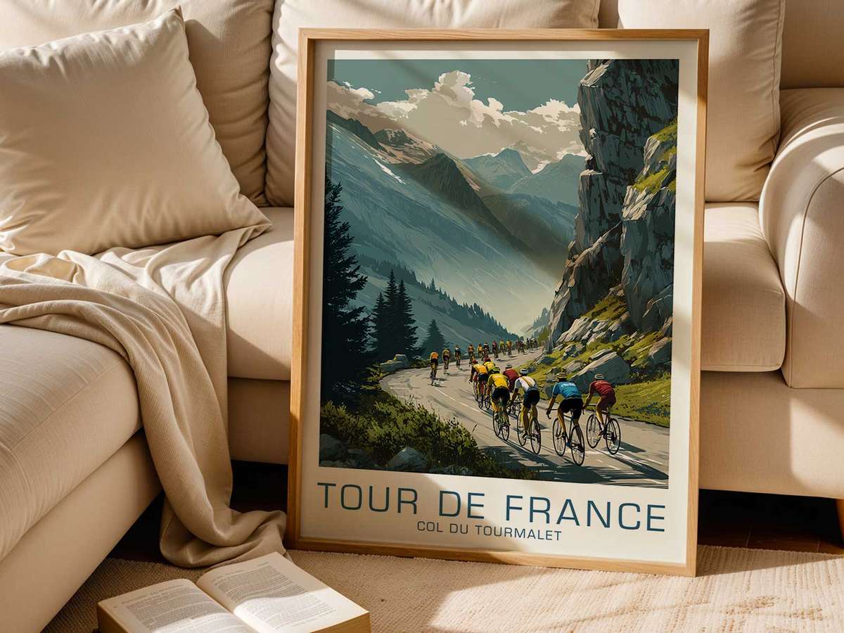 Decorative Tourmalet artwork designed for motorcycle fans and modern living space decor