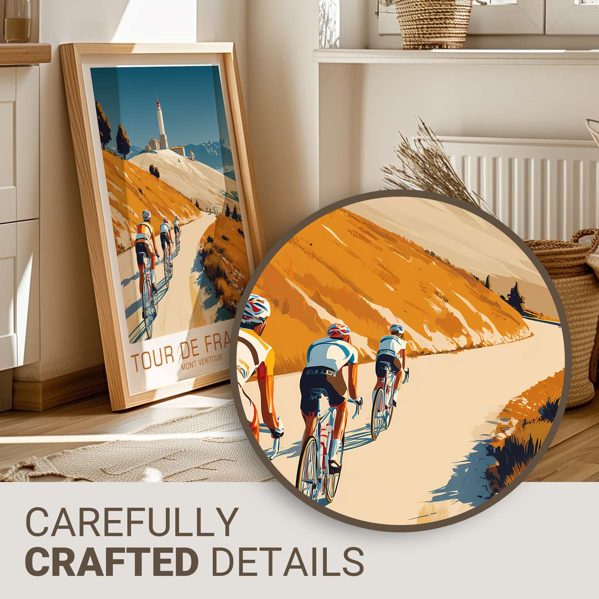 Close-up of a cyclist climbing Mont Ventoux, head low and hands on drops showing focused effort