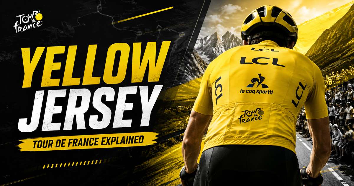 Close-up of a yellow jersey draped on a hanger showing fabric texture and sponsor logos